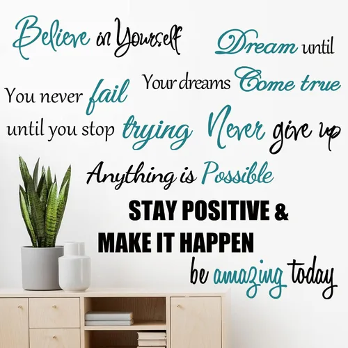 Calcomanías de vinilo para pared, con frases motivacionales, para mujeres, adultos, dormitorio, sala de estar, oficina, baño