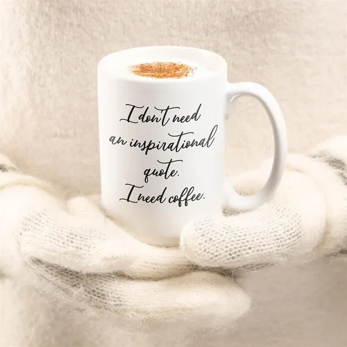 Miniatura 7 de Taza de café "I Need Coffee"; taza de cerámica blanca fresca de 15 onzas con un divertido eslogan; gran regalo único de cumpleaños o novedad