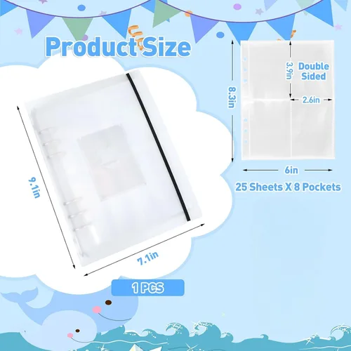 Miniatura 2 de SHANGRLA Carpeta para tarjetas fotográficas A5 Kpop con 25 fundas de doble cara, organizador recargable de 6 anillos para tarjetas intercambiables