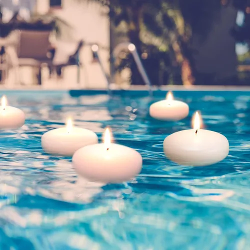 Miniatura 6 de flamecan Paquete de 12 velas flotantes, velas blancas sin perfume de cera sin goteo de 3 pulgadas, para jarrones cilíndricos, bodas, fiestas y días