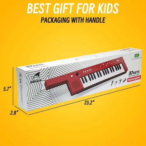 Miniatura 9 de Teclado de Piano Portátil de 37 Teclas, Juguetes Electrónicos de Karaoke Keytar con Micrófono y Correa de Transporte, 4 Tonos, 4 Ritmos, 10