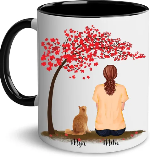 Miniatura 20 de WHIDOBE Taza personalizada de gato (1 gato) de 11 onzas, taza de 15 onzas para amantes de los gatos con avatar, gatito, nombres, regalo