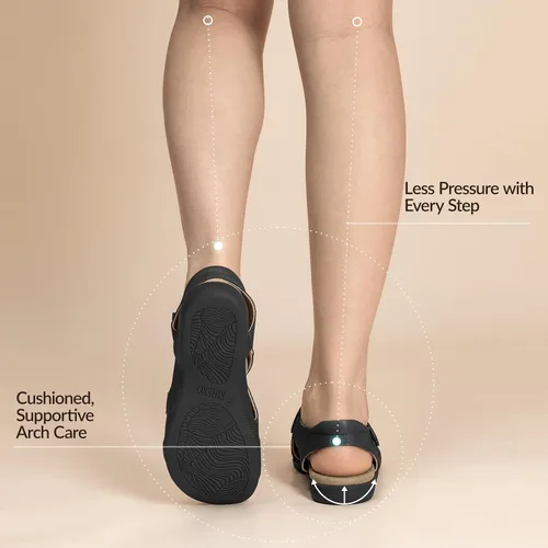 Miniatura 6 de Rihero Sandalias ortopédicas con soporte de arco para mujer, cómodas sandalias planas ortopédicas ajustables e informales