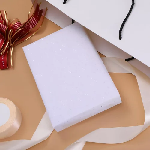 Miniatura 5 de SUNCOLOR 120 hojas de papel de seda blanco de 20 x 14 pulgadas para bolsas de regalo, papel de seda con purpurina para manualidades