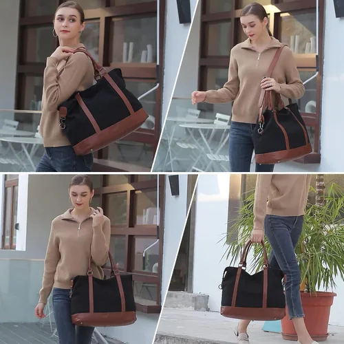 Miniatura 2 de CAMTOP- Bolso de viaje para mujer, de lona, para equipaje de mano, negro, (Black -1)), 6050
