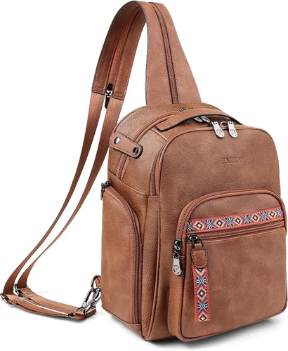FADEON Bolso bandolera grande para mujer, bolso cruzado de cuero de diseñador, mochila convertible, mochila antirrobo para viajes, 1 estilo retro 1