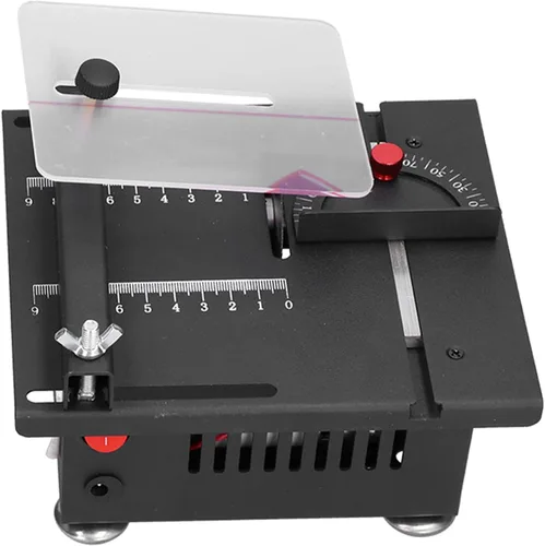 Miniatura 7 de Sierra de mesa Mini 100W, riel deslizante ajustable para carpintería, engranajes de 7 velocidades, corte de 0-90 grados, 0-6000r / min, aleación