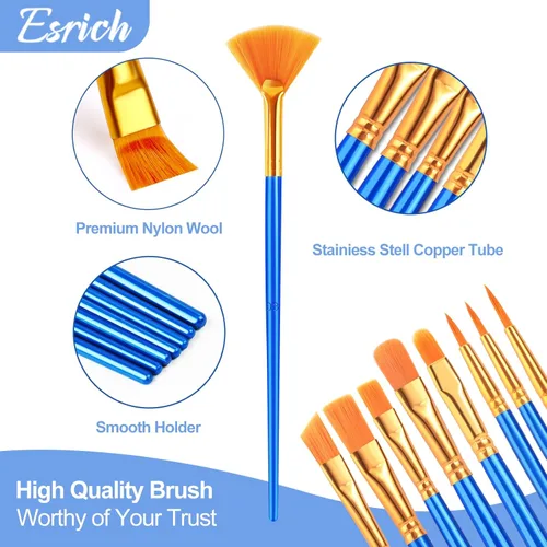 Miniatura 2 de ESRICH Juego de pinceles de pintura, 30 unidades/360 piezas de pelo de nailon con punta redonda para acrílico, acuarela, óleo y pintura