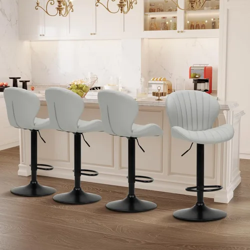Miniatura 10 de COLAMY Juego de 1 Taburete de Bar, Sillas de Bar Giratorias Modernas, Taburetes de Bar Ajustables Tapizados en Cuero Sintético de Altura de Negro