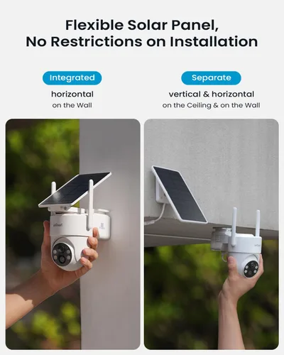 Miniatura 2 de ieGeek 2 Pack S5 Cámara de seguridad solar para exteriores inalámbrica – Cámara WiFi 2K 3MP con panel solar extraíble, panorámica de 360°, visión