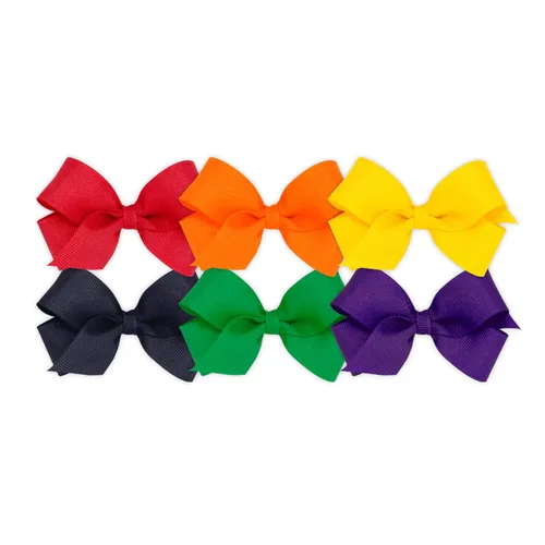 Miniatura 7 de Wee Ones Juego de 6 piezas de lazos para niña, paquete variado de grosgrain sólido en una pinza de pelo antideslizante WeeStay, mediano, azul, azul