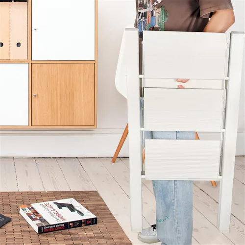 Miniatura 5 de Taburete plegable de escalera de 3 escalones, taburete plegable antideslizante con pedal expandido, para uso doméstico y oficina, taburete de cocina