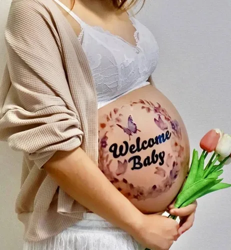Miniatura 9 de Tuzuru Calcomanías de embarazo para el vientre, calcomanías de tatuaje para pintura corporal, lindas calcomanías para embarazo, baby shower, regalos
