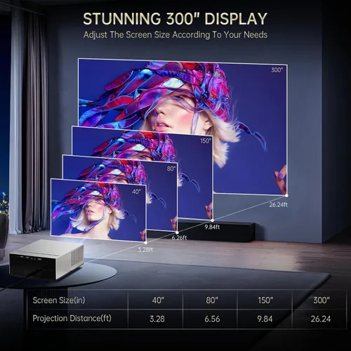 Miniatura 8 de XIDU Proyector de cine en casa portátil plateado con carcasa de metal, proyector de película compatible con HD de 1080P para dormitorio, sala