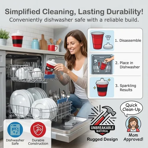 Miniatura 5 de Red Cup Living Vaso entrenador para bebé, 8 onzas, sin BPA, a prueba de derrames, no tóxico, apto para lavavajillas, tapa a prueba de fugas, fácil
