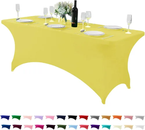 Miniatura 175 de Mantel de elastano para mesas de 4, 6 u 8 pies, mantel elástico universal ajustable para fiestas, banquetes, bodas y eventos - Verde manzana