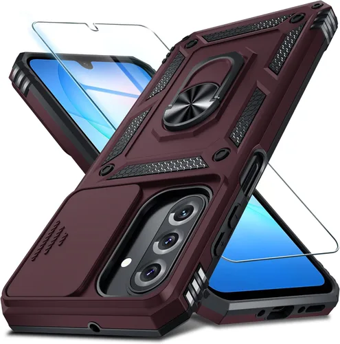 Miniatura 29 de Janmitta Compatible con Galaxy A15 5G Funda con Cubierta Deslizante Integrada para Lente de Cámara + Protector de Pantalla + Soporte de Anillo