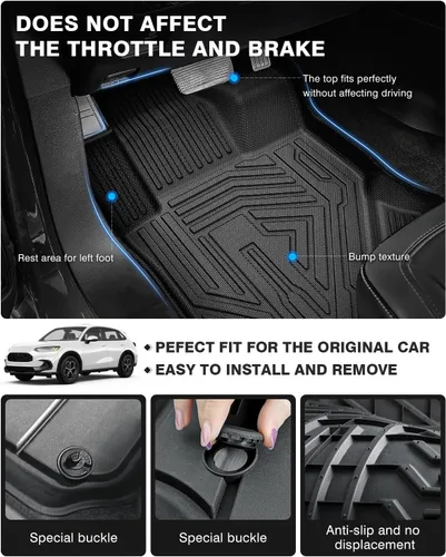 Miniatura 4 de Powerty Alfombrillas y forro de carga para Honda HRV HR-V 2023, 2024, 2025, 2026, accesorios de 2 filas de alfombrillas para todo tipo de clima