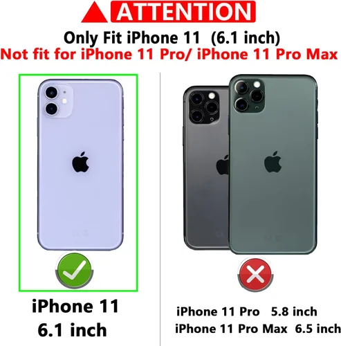 Miniatura 2 de Funda para iPhone 11, con cubierta para lente de cámara, protector de pantalla HD, [grado militar] anillo de montaje en coche con soporte híbrido