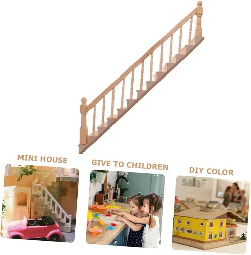 Miniatura 8 de Escala 1:12 Pasamanos miniatura de escalera para casa de muñecas Accesorio de decoración interior de madera