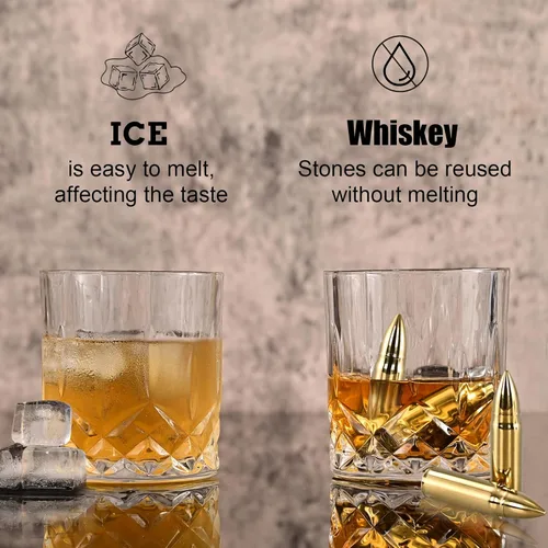 Miniatura 6 de EooCoo Regalos para el día del padre, juego de regalo de piedras de whisky con 6 piedras y caja, cubos de hielo reutilizables para bebidas