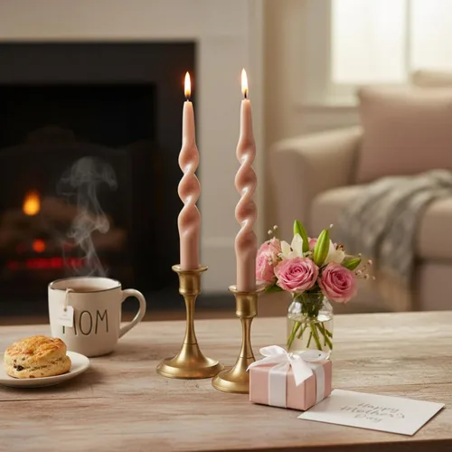 Miniatura 52 de Pink Candlesticks - Juego de 2 velas cónicas en espiral, sin perfume, de 10 pulgadas de largo, velas cónicas sin perfume para decoración del hogar