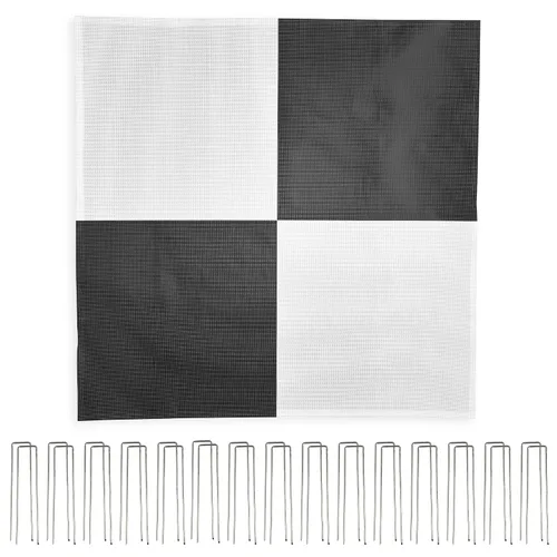 Miniatura 28 de Sky High Bull's-Eye Punto de control de tierra degradable para drones (24 x 24 pulgadas) GCP con 30 grapas (tablero de ajedrez negro/blanco)