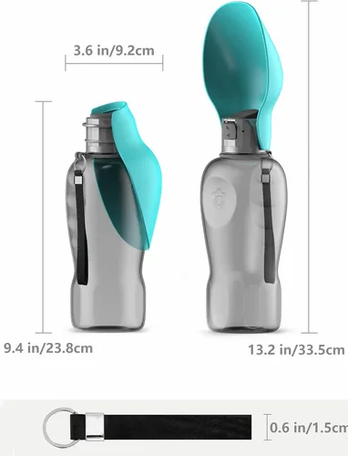 Miniatura 6 de Kalimdor Botella de agua para perros, dispensador de agua portátil a prueba de fugas para cachorros con alimentador para mascotas, caminar al aire