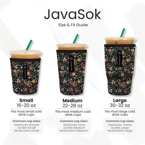 Miniatura 5 de Sok It Java Sok - Funda de neopreno con aislamiento térmico para tazas de café helado y vasos de sodas frías, diseño Succulents, tamaño S, 16-20