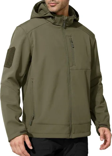 Miniatura 12 de FREE SOLDIER Chaqueta ligera con capucha impermeable para hombre, con forro polar, para invierno, con capucha, resistente al agua, para senderismo
