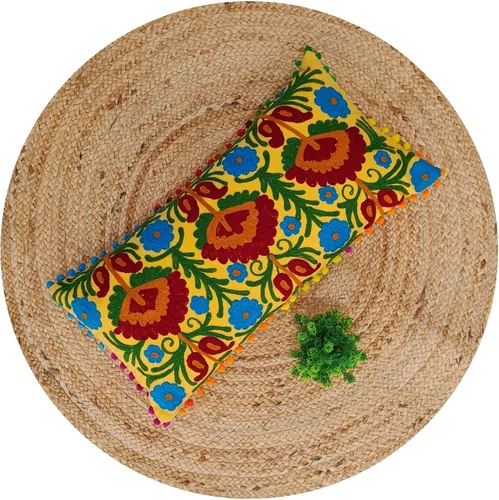 Miniatura 2 de Trade Star - Funda de almohada bordada de 100 % algodón, larga, de diseño, hermosa decoración de sofá, 12 x 24 pulgadas, funda de cojín decorativa