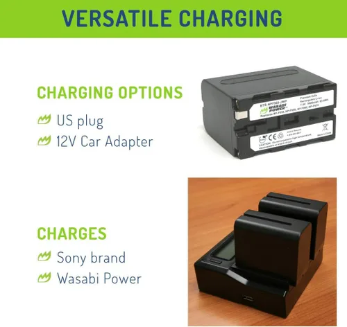 Miniatura 5 de Wasabi Power Batería (paquete de 2) y cargador dual para Sony NP-F950, NP-F960, NP-F970, NP-F975 (Serie L)