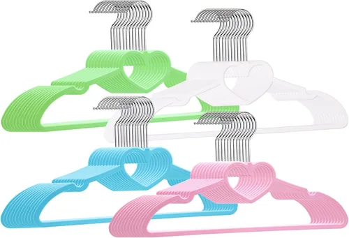 Miniatura 13 de Paquete de 20 perchas de plástico, lindas perchas ultra finas que ahorran espacio con gancho giratorio de 360 grados, fuertes y duraderas para Blanco
