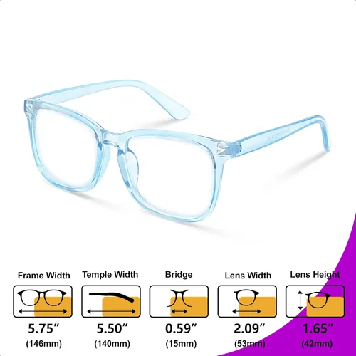 Miniatura 6 de VISOONE - Lentes cuadrados con bloqueo de luz azul y antireflejante para computadora, videojuegos; para mujeres y hombres MONTANA Transparente+azul