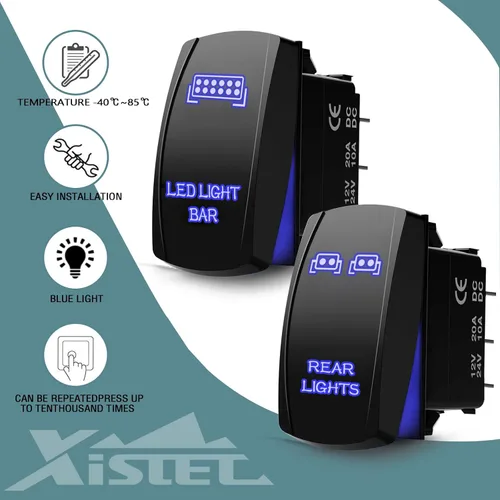 Miniatura 2 de Xislet Barra de Luces LED e Interruptores Basculantes de Luz Trasera de 5 Pines Láser de Encendido/Apagado con Set de Cables Puente Compatible