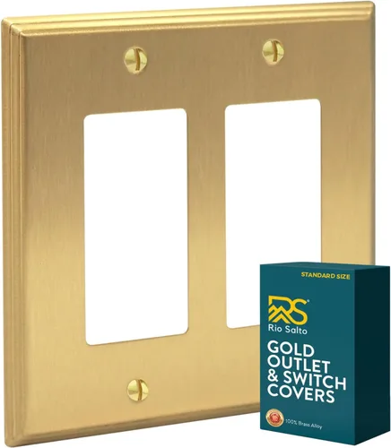 Miniatura 23 de Rio Salto BRASS - Placa de pared moderna de metal dorado para interruptor de luz o cubierta de enchufe, placa de pared para receptáculo individual