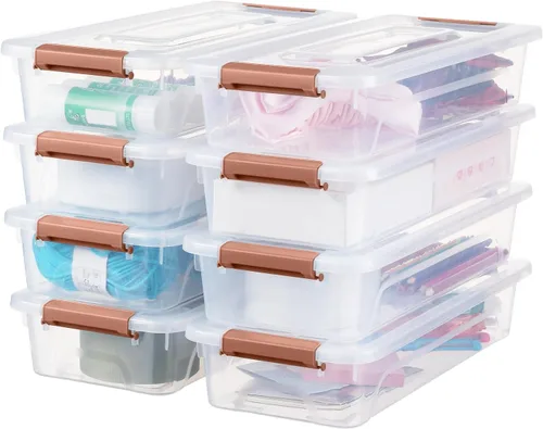 Miniatura 9 de Contenedor de plástico con tapa, diseño apilable, caja de clip para manualidades, suministros y artículos de oficina