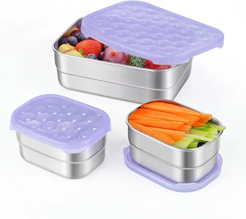 Miniatura 9 de Tanjiae Recipientes Pequeños (1 TAZA) de Acero Inoxidable para Bocadillos para Niños Recipientes de Comida Fáciles de Abrir a Prueba de Fugas