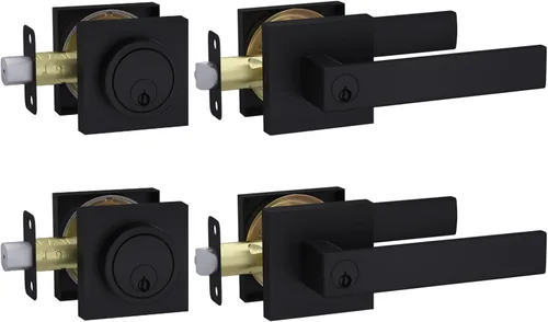 Miniatura 11 de Juego de cerradura de puerta exterior de Haidms en oro, juego de manija de puerta delantera y cerrojo, juegos de cerradura de puerta de entrada