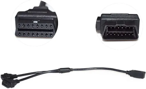Miniatura 2 de 16 pin OBD2 OBDII Diagnóstico Extensor Divisor Cable de extensión macho a doble hembra Y Cable 12 pulgadas