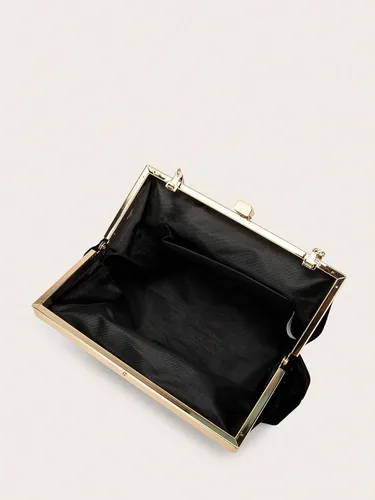 Miniatura 3 de OYOANGLE Bolso de noche sólido con asa superior para mujer, correa de hombro con cadena, glamorosa cartera