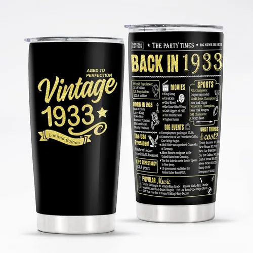 Miniatura 43 de Vasos de feliz cumpleaños 95 para hombres y mujeres, regalos de acero inoxidable en el año 1931, regalo de cumpleaños de 95 años para esposa