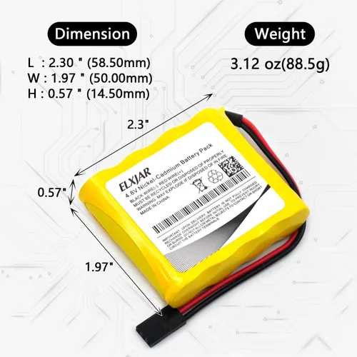Miniatura 3 de Paquete de 4 baterías receptoras RX con conectores Hitec, 4.8 V 1000 mAh Ni-CD recargable para aviones RC, aviones RC, compatible con receptores