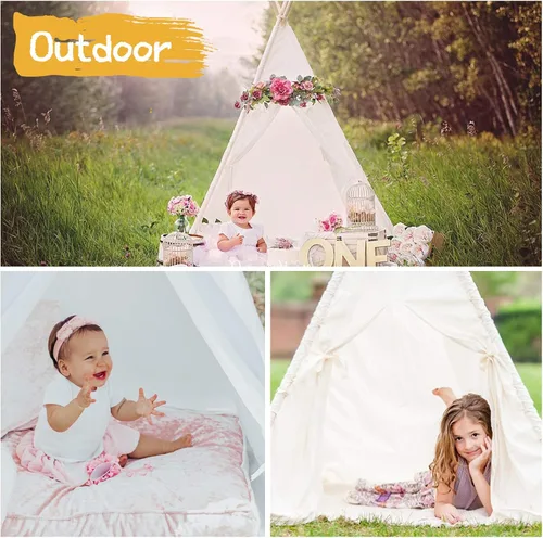 Miniatura 6 de Tienda de campaña tipi Sumerice para niños con funda de transporte, tienda de campaña plegable para niñas, juguete de casa de juegos, regalo