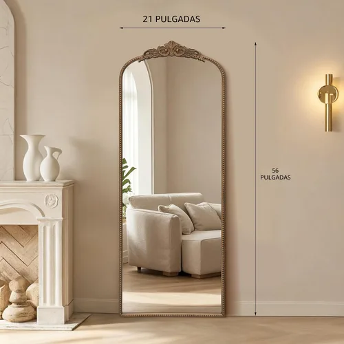Miniatura 4 de Micasso Espejo Dorado de Cuerpo Entero: 56''x21'' Espejo de Piso Barroco Antiguo - Espejos Largos Vintage Ornamentados Tradicionales