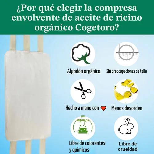 Miniatura 3 de Paquete de 4 piezas de aceite de ricino orgánico para estómago, cuello, pecho, vientre, desintoxicación hepática, compresa de aceite de ricino
