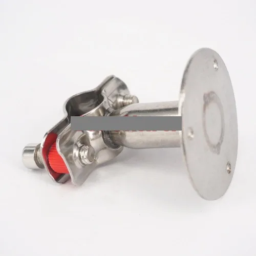 Miniatura 3 de 45mm 304 Stainless Steel Pipe Clamp Clip Support Bracket with Base Plate Pole Length 100mm