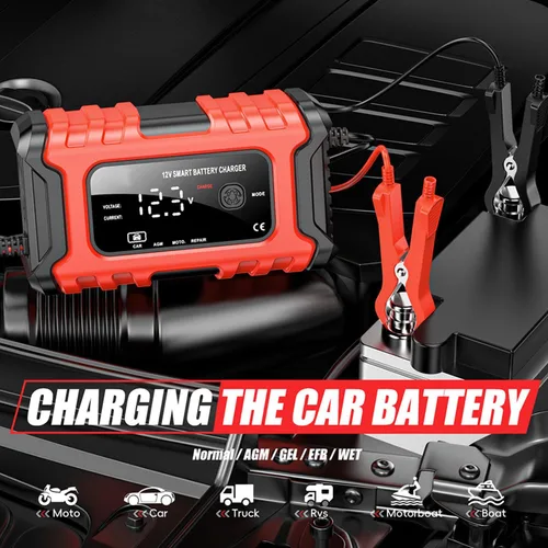 Miniatura 3 de Cargador de batería de automóvil, cargador inteligente de batería de goteo de 12V 6A, mantenedor desulfatador de batería automotriz de 12V