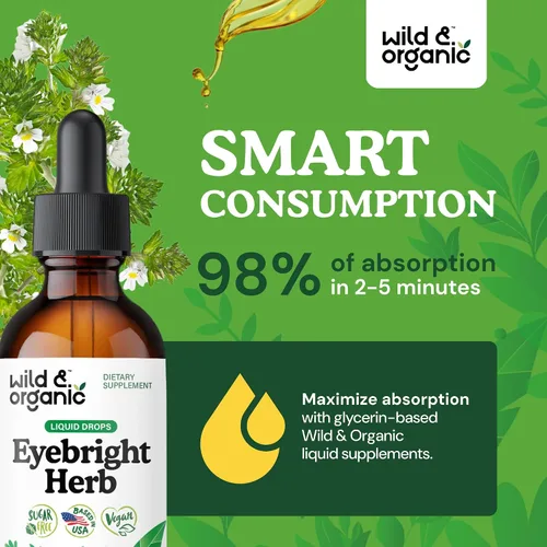 Miniatura 4 de Wild & Organic Eyebright - Tintura de hierbas - Soporte para los ojos con suplemento Eyebright - Gotas líquidas de extracto de eufrasia dietética