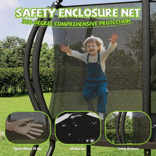 Miniatura 4 de YUMPIE - Trampolín de 8 pies, 10 pies, 12 pies, 14 pies, 15 pies, 16 pies, para exteriores, con red de seguridad y escalera, trampolines recreativos